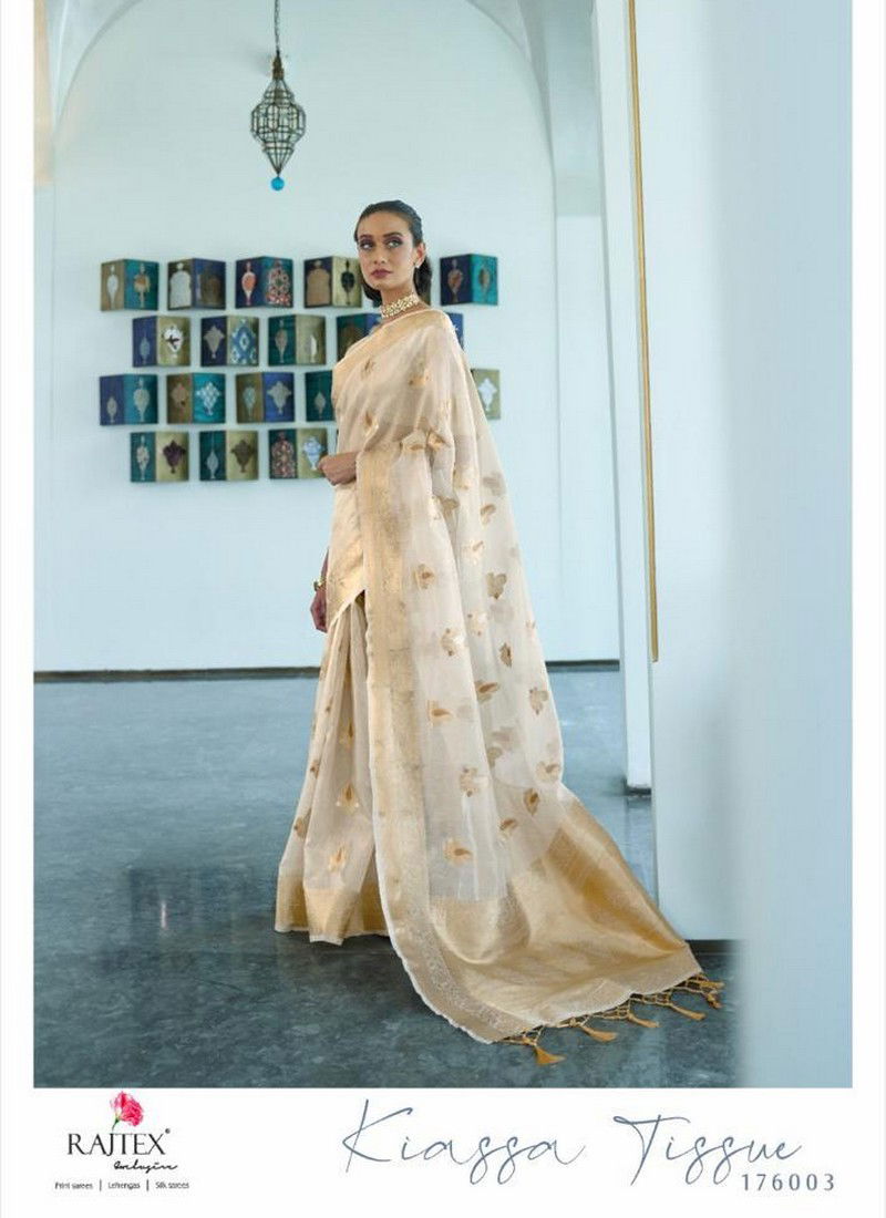 RAJTEX KIASSA TISSUE Latest Fancy Festive Wear Tissue Zari Organza Weaving Heavy Saree Collection